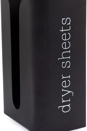 AuldHome Design Dryer Sheet Dispenser (Black); Enamelware Vertical Style Fabric Softener Sheet Holder for Laundry Room