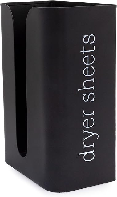 AuldHome Design Dryer Sheet Dispenser (Black); Enamelware Vertical Style Fabric Softener Sheet Holder for Laundry Room
