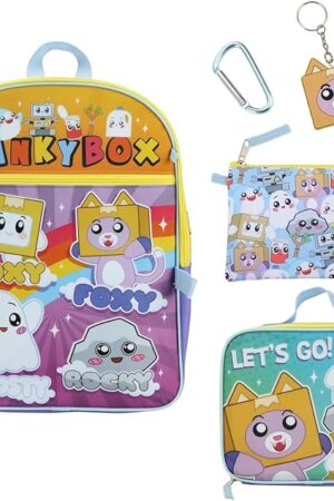 BIOWORLD Lankybox 5-Piece Backpack Set (Little Big Kid), Blue, One Size