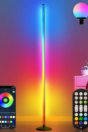 Corner Floor Lamp,70" Smart RGBW LED Corner Lamp with Glow Ball Light,16 Million Colors Changing Corners Lamp with Remote and App Control,Music Sync & Timing Smart Floor Lamp for Living Room