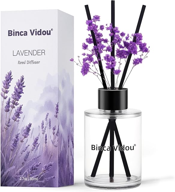 Binca Vidou Reed Diffuser Reed Oil Diffusers Set for Office Decor Bedroom Living Room Aromatherapy 2.7oz 80ml