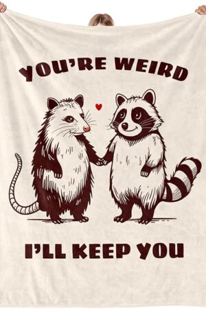 Best Friends Throw Blanket, Cute Raccoon and Opossum Blanket 60"x50"