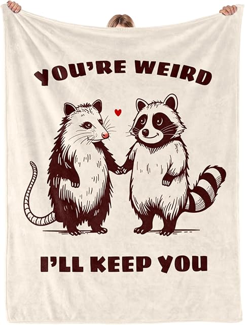 Best Friends Throw Blanket, Cute Raccoon and Opossum Blanket 60"x50"