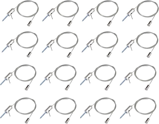 16 Pack 3.2 ft Light Hanging Wire Kit, Ceiling Suspension Cables with Adjustable Grippers for Hexagon Garage Lights, LED Panels, Aquarium Lights, Max Load 6.6 lbs Per Cable