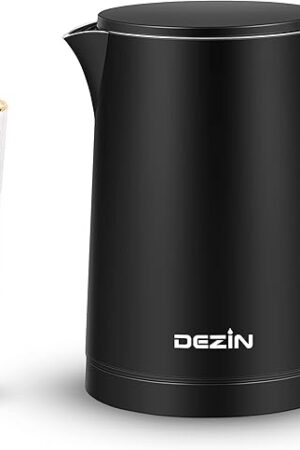 Dezin Electric Kettle, 0.8L Portable Travel Kettle with Double Wall Construction, 304 Stainless Steel Electric Tea Kettle for Business Trip, Small Electric Kettle with Auto Shut-Off (Without Cup)