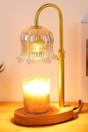Candle Warmer Lamp Electric Timer - Candles Warming Light Height Adjustable Dimmable Warmers Flower Lamps No Flame Heat Warm Melt Wax Jar Modern Home Decor Table Lights for Home Living Bedroom