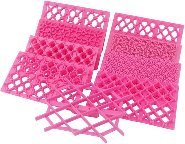 Cake Fondant Embossing Mould,9 Pack Different Patterns Fondant Embosser,Lace Flower Cookie Cutter Set,Diamond Shaped Biscuit Molds,Cake Fondant CupCake Decorating