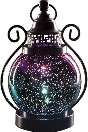 Valery Madelyn Moroccan Lanterns Decorative Indoor Color Changing, Hanging Halloween Lantern Decorations for Home Lamp Gothic Decor, Mercury Glass Sphere Globe Light, 2 Timer Modes 10.5 inch