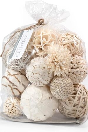 ANDALUCA Large Decorative Balls Bowl Filler Decor Orbs White & Cream (Natural White)