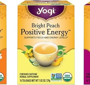 Yogi Tea Morning Energy Variety Pack (3 Pack) 48 Organic Tea Bags | Peach Bergamot Bright | Sweet Tangerine Energy | Spiced Blackberry Focus
