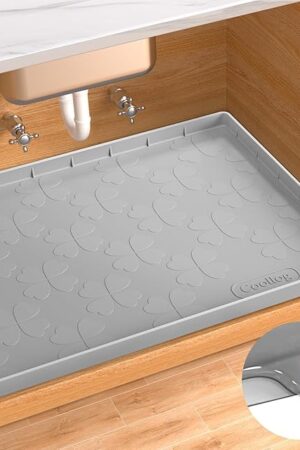 Waterproof Under Sink Mat for 34" x 22" Cabinet Protector, Silicone Sink Mat for Kitchen and Bathroom, Easy to Clean Kitchen Cabinet Liner Under Sink Drip Tray for Leaks
