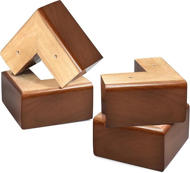 AORYVIC Solid Wood Legs for Furniture, L-Shaped Bed Risers, 3 inch Furniture Legs for Sofa Couch Dresser Cabinet Table, Couch Sofa Feet, Furniture Risers, Bed Lifters 4 Pack