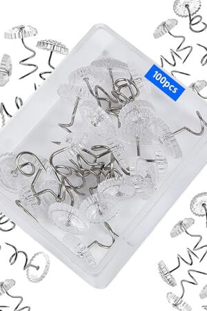 100 Pcs Bed Skirts Pins and Upholstery Tacks,Clear Head Screw Twist Pins for Hold Bedskirt,Couch Covers and Other Fabrics,Say Goodbye to Baggy Fabrics with Dust Ruffle Headliner Pins & Clips