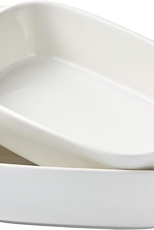 Bruntmor Ceramics Porcelain Rectangular Baking Dish Set of 2, Casserole Dish, Baking Pans for Lasagna, Cake, 2-Piece, White