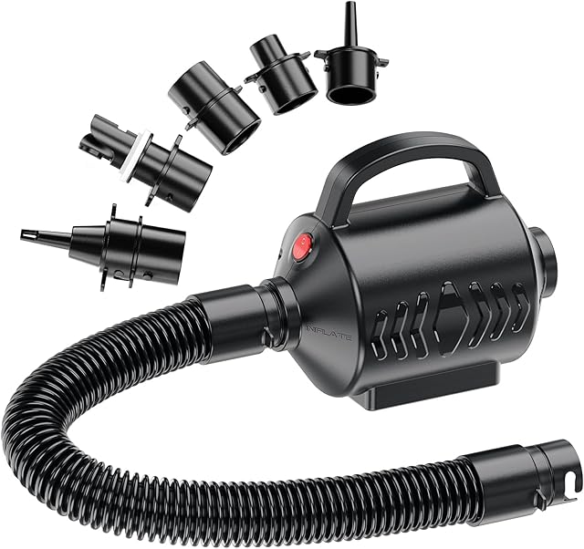 Electric Air Pump for Inflatable Pool Toys - High Power Quick-Fill Air Mattress Inflator Deflator Pump for Pool Float Raft Gymnastics Track Mat, Portable Air Pump 4 Nozzles AC 110-120V (400W)