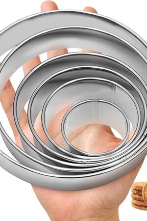 6 Pcs Round Cookie Cutter Set (2, 3, 3.5, 4, 5, 6 Inch), Large Stainless Steel Circle Cookie Donut Cutte