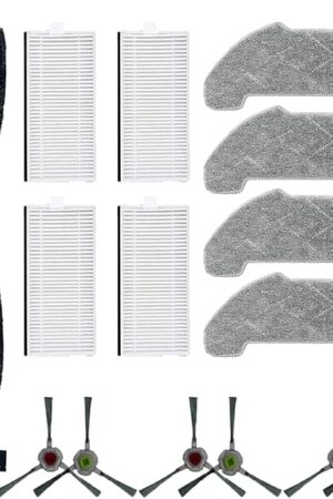16 Pcs Replacement Part Kit for Airrobo P30 Vacuum Cleaner, 1 Main Brush, 4 Filters, 4 Mop Pads, 6 Side Brushes Accessories Attachments