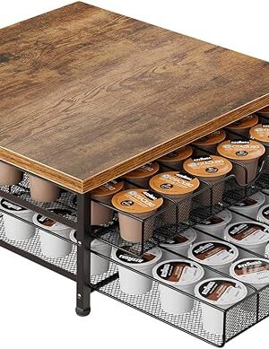 Coffee Pod Holder for K Cup Holder Drawer, 72 Capacity Coffee Pod Organizer K Cup Storage 2 Tier Pods Drawer Organizer Sliding Baskets for Coffee Station Counter, Black