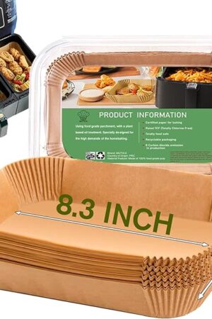 Air Fryer Liners for bella 4Qt Slim Air Fryer, Bella Air Fryer Accessories, Parchment Paper Liners Disposable Rectangular for Ninja Foodi 2-Basket, Instant Pot Vortex Plus, PowerXL Vortex(100Pcs)