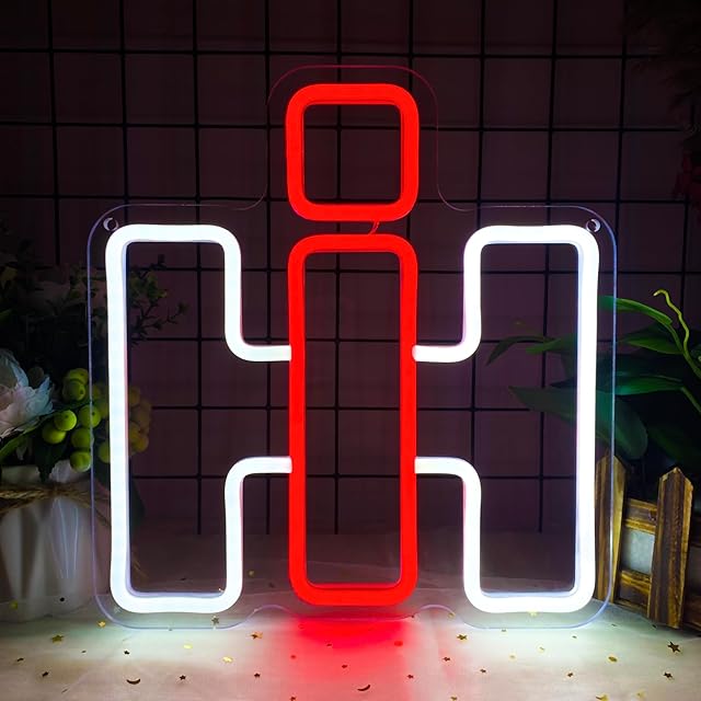 International Harvester Neon Signs for Wall Decor Dimmable IH Tractor Vehicle Neon Light USB Powered for Farm Bedroom Man Cave Bar Birthday Gifts