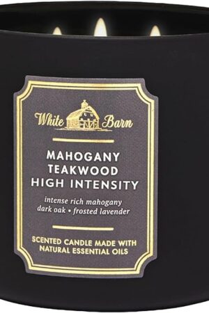 Bath & Body Works White Barn 3-Wick Candle in Mahogany Teakwood High Intensity, Scented