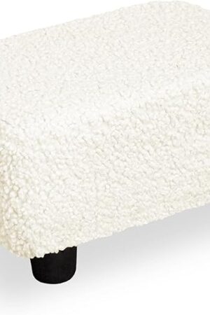 CAROLMADE Small Foot Stool Ottoman Footstool with Legs Under Desk Footrest for Living Room Bedroom and Office, Soft Ivory White