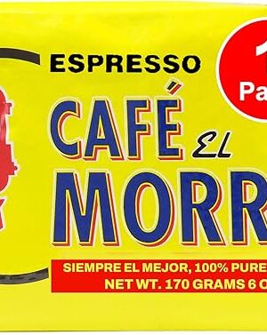 Café El Morro Dark Roast Espresso Ground Coffee, Bulk Coffee, Authentic Puerto Rican Style Coffee, Vacuum Sealed, Ground Espresso Beans, 6 oz (1-Pack)