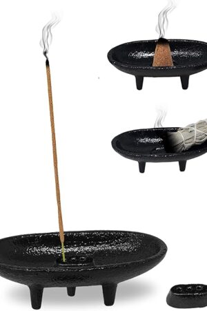 Cast Iron Incense Burner 4" L 2" H, Ideal for smudging, Incense Burning, Ritual Purpose, Decoration etc. (4" L)