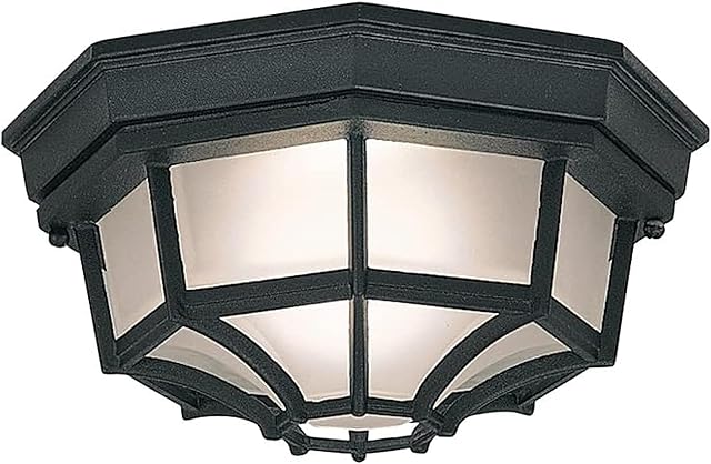 Designers Fountain 2067-BK Builder Cast Outdoor Flush Mount Ceiling Light, 10.5 in W, Black