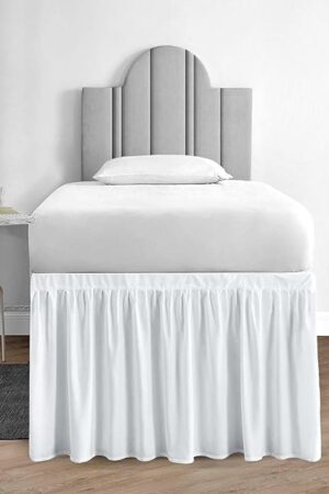 1000 Series College Dorm Room Bedskirts Twin XL Extra Long Ruffled with Split Corner Elegant Design Premium Brushed Microfiber Tailored Drop Easy Care Wrinkle Free - Twin-XL - 40" Drop, White