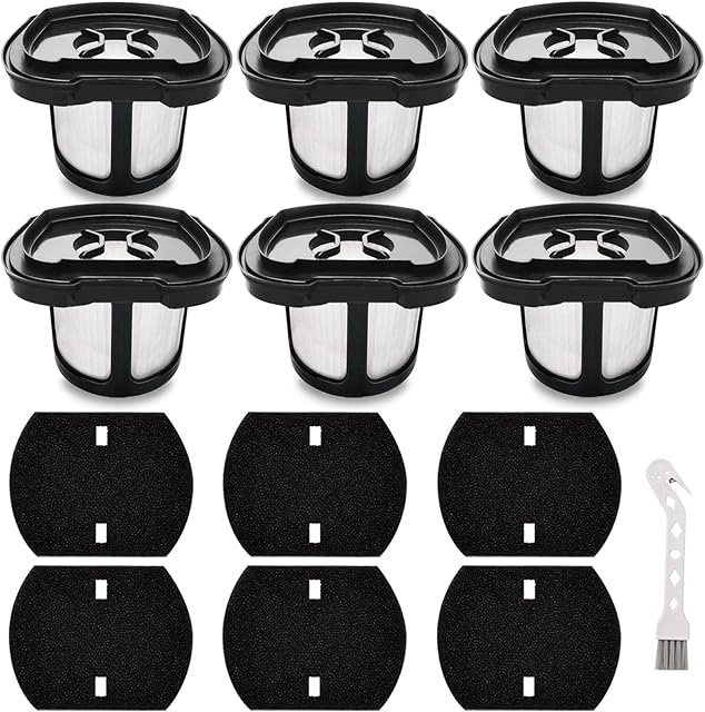 2284w Vacuum Filter Replacement for Bissell Pet Hair Eraser Hand Vacuum 2284W, 2390A, 2390, 2389, 2579, Part # 1614212, 1614203, 1614204, 6 Vacuum Filters, 6 Foam Filters