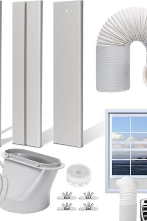 BEWAVE Portable Air Conditioner Window Vent Kit, Adjustable Seal Kit with 5.9" Hose for AC Unit Universal for Sliding Horizontal or Vertical Windows