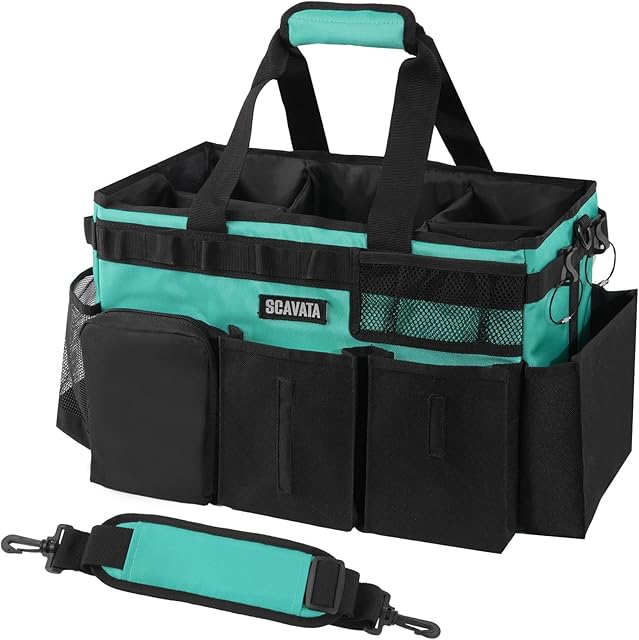 Wearable Cleaning Caddy Bag, Cleaning Caddy Supplies Organizer for Housekeepers, Lake Blue