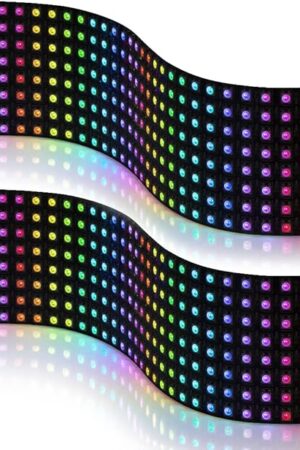 BTF-LIGHTING 2 Pack WS2812B ECO RGB Alloy Wires 5050SMD Individual Addressable 8X32 256 Pixel LED Matrix Flexible FPCB Full Color Works with WLED,SP802E Controllers Image Video Text Display DC5V