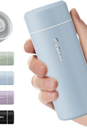 ?Upgraded】 Small Insulated Water Bottle 8 oz/250ml– Mini Flask for Hot & Cold Drinks, Perfect Small Water Bottle for Travel, Purse...(Greyish Blue)