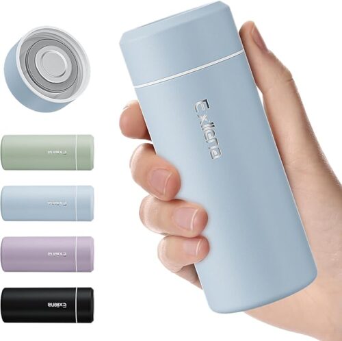 ?Upgraded】 Small Insulated Water Bottle 8 oz/250ml– Mini Flask for Hot & Cold Drinks, Perfect Small Water Bottle for Travel, Purse...(Greyish Blue)