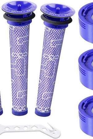 6 Pack Vacuum Filter Replacement for Dyson V7, V8 Animal and Absolute Vacuum, 3 Pre Filters & 3 Post Filters, Replaces Part # 965661-01 & 967478-01