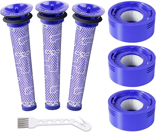 6 Pack Vacuum Filter Replacement for Dyson V7, V8 Animal and Absolute Vacuum, 3 Pre Filters & 3 Post Filters, Replaces Part # 965661-01 & 967478-01