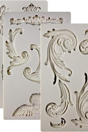 Baroque Style Ornament Curlicues Silicone Molds 3-Count Cherub Birdbath Scrollworks Art Deco Inspired Lace