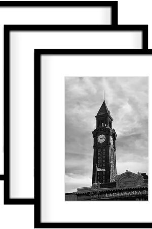 Wiscet 16x20 Picture Frame Set of 3, Display Pictures 11x14 with Mat or 16 x 20 Poster Frame Without Mat, Wall Gallery Photo Frames, Black