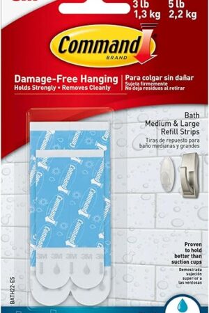 Command 821079049512 Bath Water Resistant Refill, 2-Medium and 4-Large Strips (BATH22-ES-E), 1 Pack, Blue