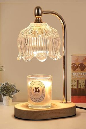 Candle Warmer Lamp with Timer and Dimmer,Electric Gold Light Gifts for Women Melt Wax Warmer Lamp with 2 Bulbs for Candle Jars House Warming New Home Decor Bedroom