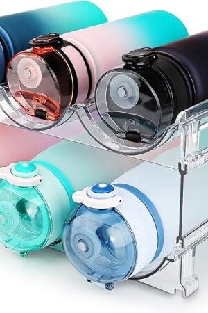 Water Bottle Organizer for Cabinet, Water Bottle Storage Organizer, 2 Packs Water Bottle Storage Rack, Water Bottle Holder for Cabinet, Stackable Water Bottle Storage Rack