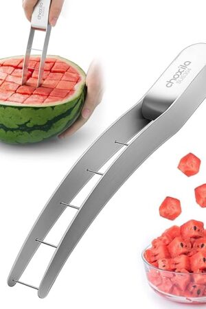Watermelon Cutter Slicer,Stainless Steel Watermelon Cube Cutter Quickly Safe Watermelon Knife,Fun Fruit Knives Salad Melon Baller for Kitchen Gadget