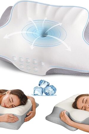 Cervical Neck Pillow for Pain Relief - Ergonomic Memory Foam Pillows for Sleeping, Cooling Side Sleeper Pillow for Neck Support, Contour Orthopedic Bed Pillow for Sleepers
