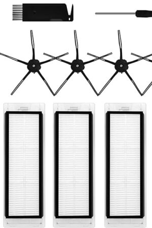 Compatible for Roborock Q5 Replacement Parts, for Q5+, Q5 Plus Robot Vacuum Cleaner Brush Filter Replacement Spare Parts Accessories 1 Main Brush 4 HEPA Filters 4 Side Brushes