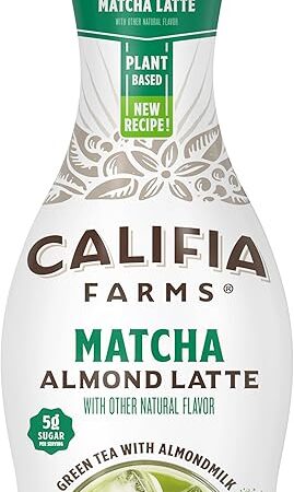 Califia Farms - Matcha Almond Latte, 48 oz, Dairy Free, Almond Milk, Plant Based, Vegan, Gluten Free, Non GMO, Green Tea