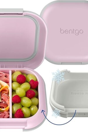 Bentgo Chill Mini Leak-Proof Lunch Box – Built-In Ice Pack Keeps Food Cold, 2.7-Cup Capacity for Snacks or a Sandwich, 3 or 4 Compartments, PFAS & BPA-Free, Ideal for Adults & Kids 3+ (Lilac Mist)