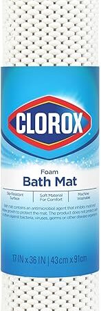Duck Brand Clorox Cushioned Foam Bath Mat for Tubs, Non-Slip with Suction Cups, 17 Inches x 36 Inches, White