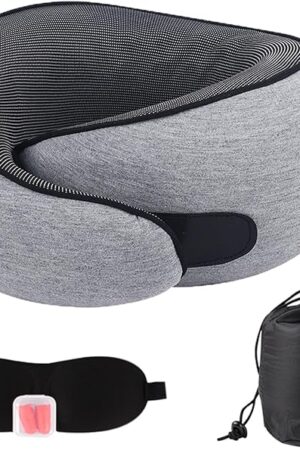 Airplane Travel Neck Pillow for Support Long Flight ,Memory Foam Travel Pillow Compact Head Support with Pain Relief,Ergonomic Sleeping Pillow & Road Trips